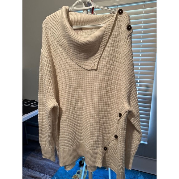 Women’s Button Neck Waffle Knit Sweater 2X - Picture 1 of 8
